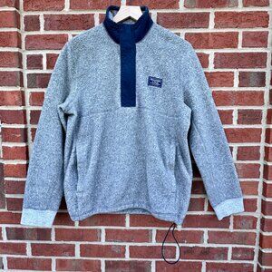 VTG Abercrombie and Fitch Quarter Zip Fleece Pullover Small Gray Navy Late 90s